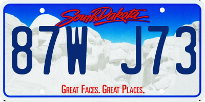 SD license plate 87WJ73
