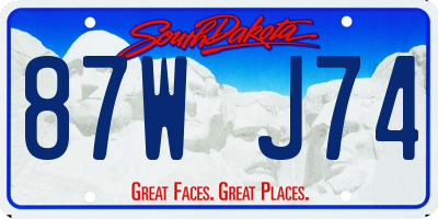 SD license plate 87WJ74