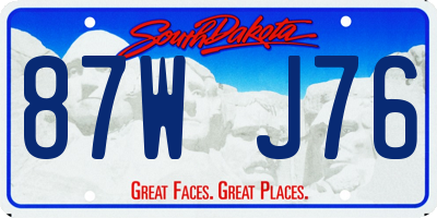 SD license plate 87WJ76