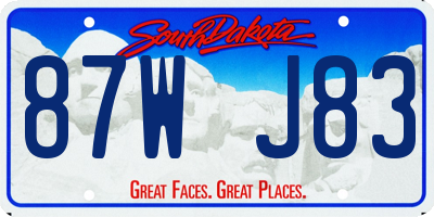 SD license plate 87WJ83