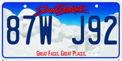 SD license plate 87WJ92