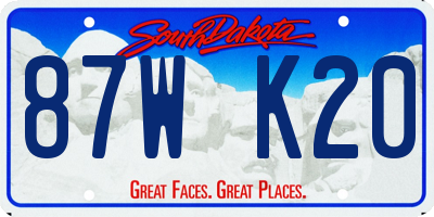SD license plate 87WK20