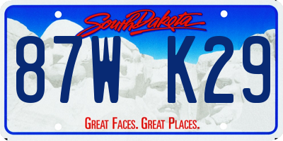 SD license plate 87WK29