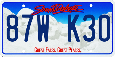 SD license plate 87WK30