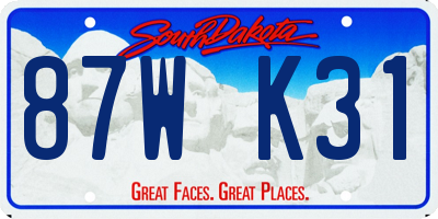 SD license plate 87WK31