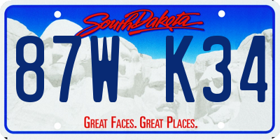 SD license plate 87WK34