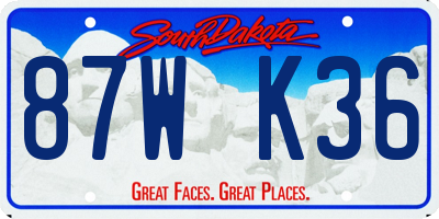 SD license plate 87WK36