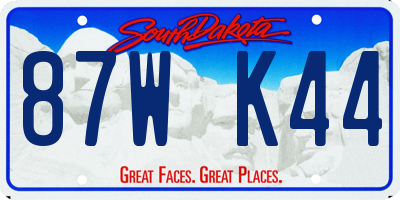SD license plate 87WK44