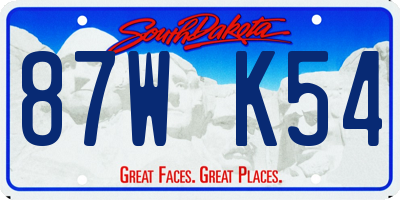 SD license plate 87WK54