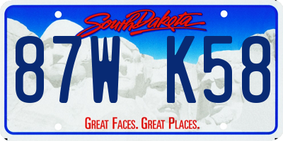 SD license plate 87WK58