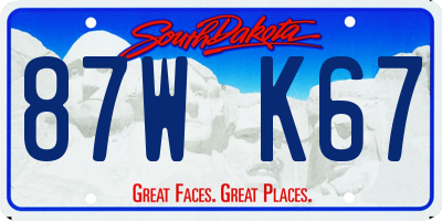 SD license plate 87WK67