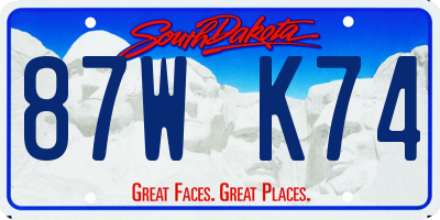 SD license plate 87WK74