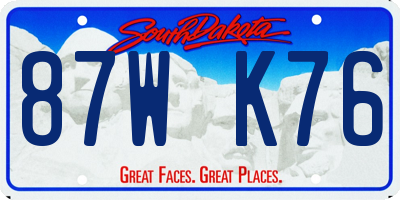 SD license plate 87WK76