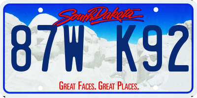 SD license plate 87WK92