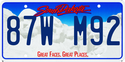 SD license plate 87WM92