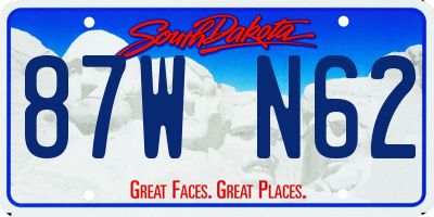SD license plate 87WN62
