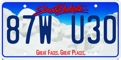 SD license plate 87WU30