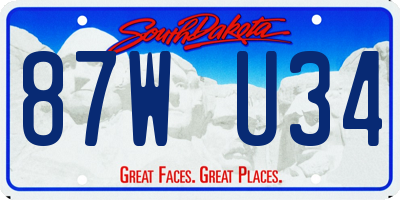 SD license plate 87WU34