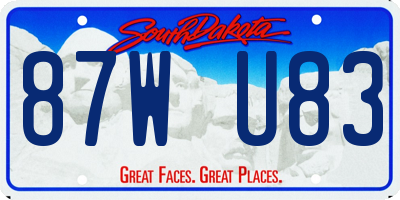 SD license plate 87WU83
