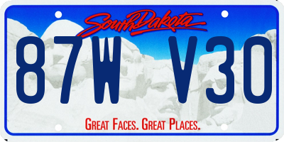 SD license plate 87WV30