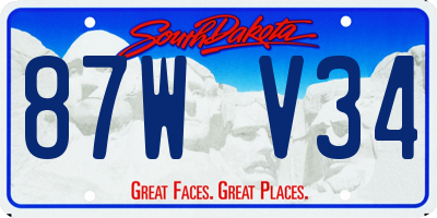 SD license plate 87WV34