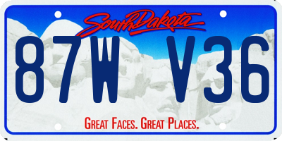 SD license plate 87WV36