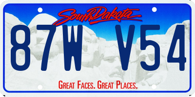 SD license plate 87WV54