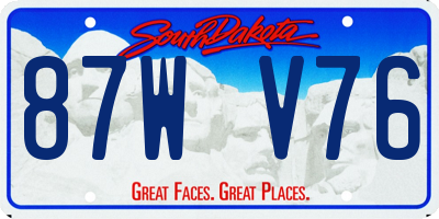 SD license plate 87WV76