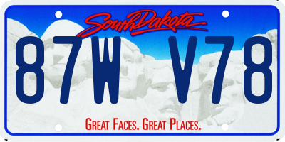 SD license plate 87WV78