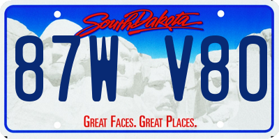 SD license plate 87WV80