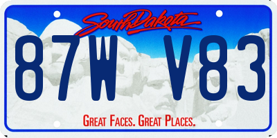 SD license plate 87WV83
