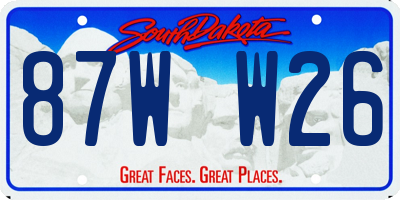 SD license plate 87WW26