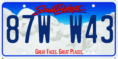 SD license plate 87WW43