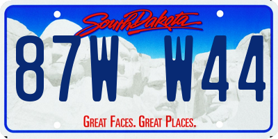 SD license plate 87WW44