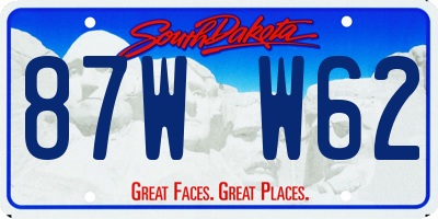 SD license plate 87WW62