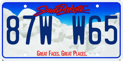 SD license plate 87WW65