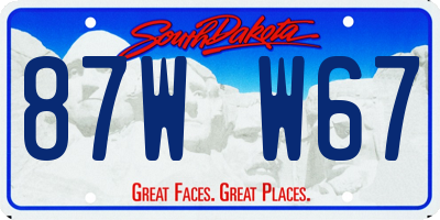 SD license plate 87WW67