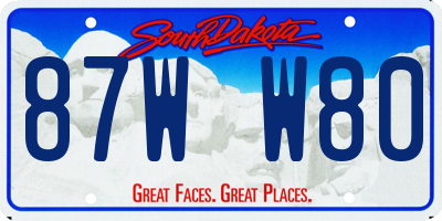 SD license plate 87WW80