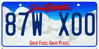 SD license plate 87WX00