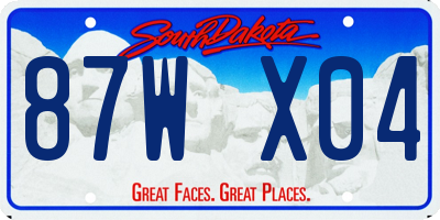 SD license plate 87WX04