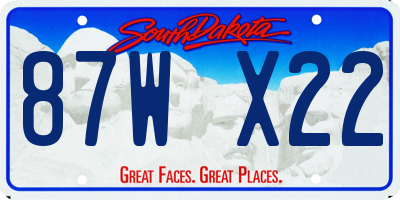 SD license plate 87WX22