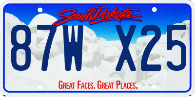 SD license plate 87WX25