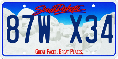 SD license plate 87WX34
