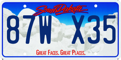 SD license plate 87WX35
