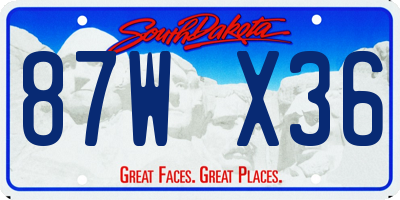 SD license plate 87WX36
