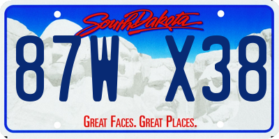 SD license plate 87WX38