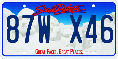 SD license plate 87WX46