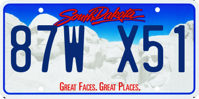 SD license plate 87WX51