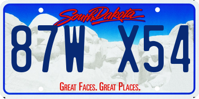 SD license plate 87WX54