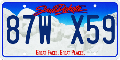 SD license plate 87WX59